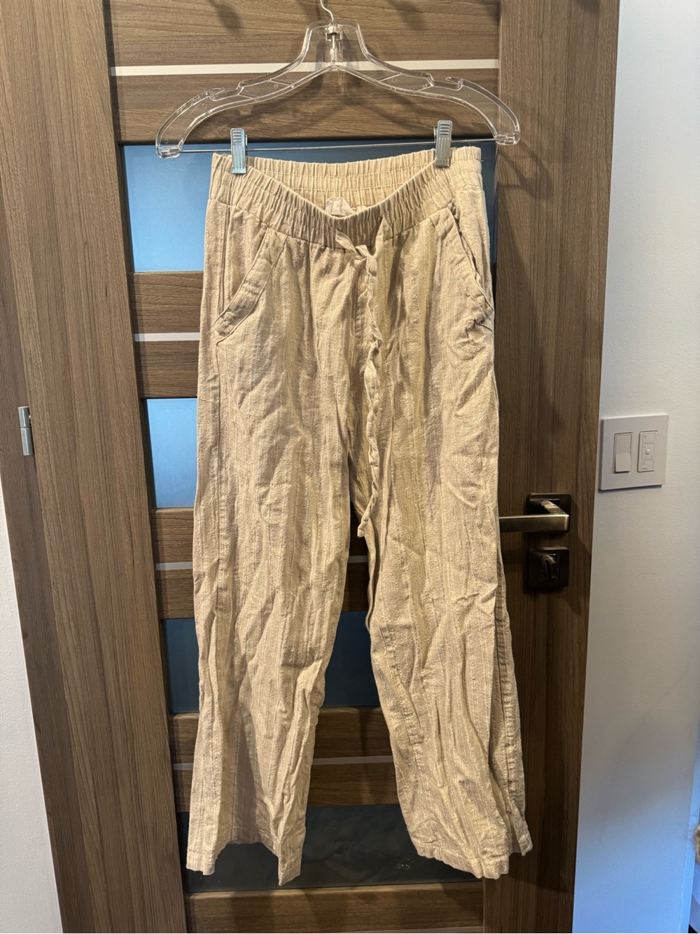 Sienna Sky Beige Elastic-Waist Pants
